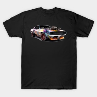 Steam-Powered Fury: A Graphic Drawing of a Steampunk American Muscle Car T-Shirt